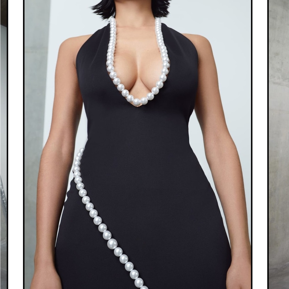 Black maxi dress with pearls size small